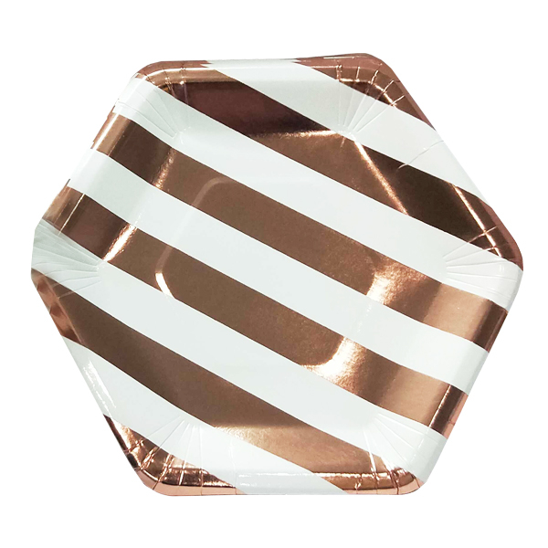 Тарелки "White/Rose Gold"  Полоска