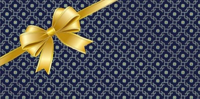 Конверт для денег без надписи Золотой бант, Индиго