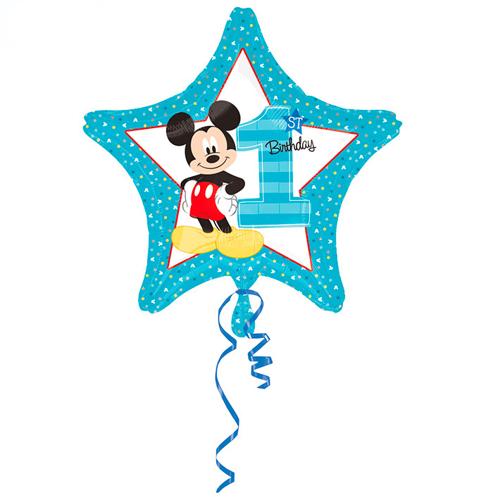 Шар Звезда, Микки 1й День рождения / Mickey 1st Birthday